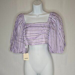 Sandro Blonvilla Puff Sleeve Crop Top  in Lilas, Women's Size FR 1/S, NWT